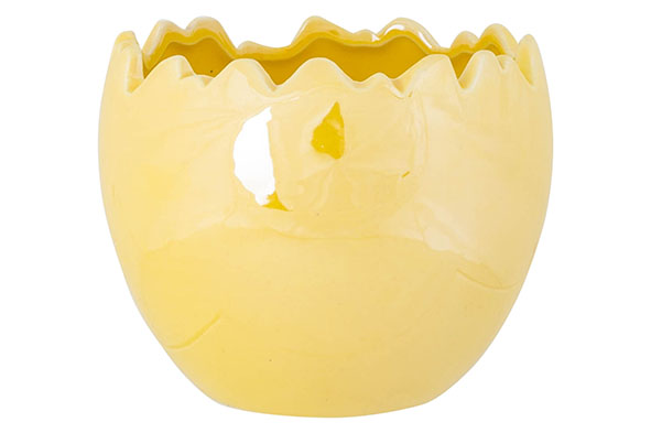 Déco table oeuf carved 11x11x9cmh jaune